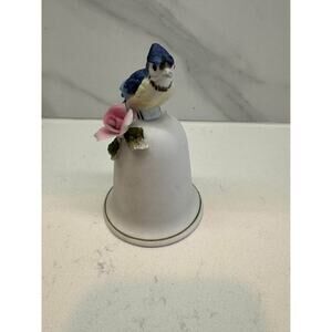Vintage BRINN'S Blue Jay Bird & Porcelain Bell Figurine